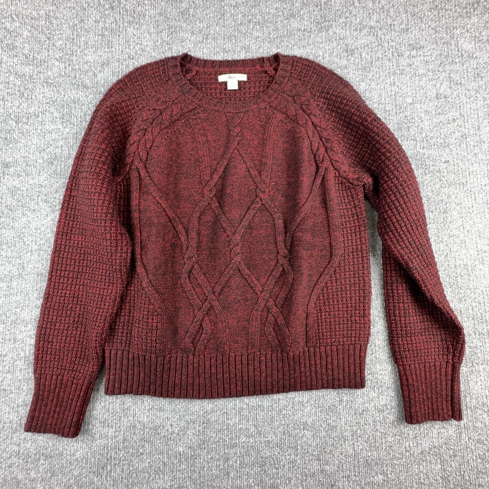 VTG Bass Sweater Men XL Red Cable Knit Crewneck Long Sleeve Pullover Heavyweight